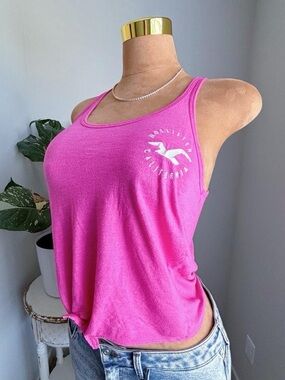 💖 Hollister Sleeveless Tie Front Logo Tank Top Size Medium